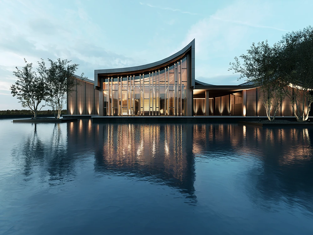 Rendering 3D fotorealistico che anticipa l'aspetto finale del progetto architettonico