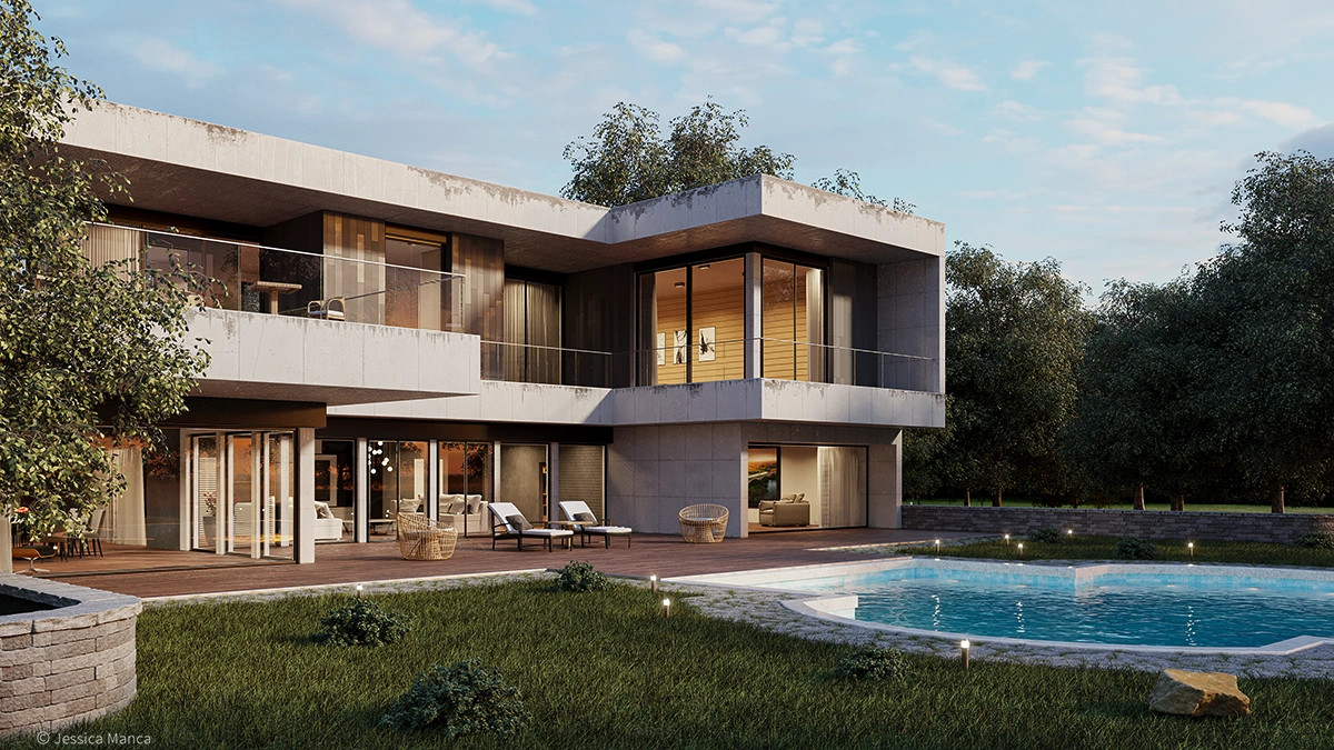 Rendering del progetto Spazi abitativi nella natura - vista 9
